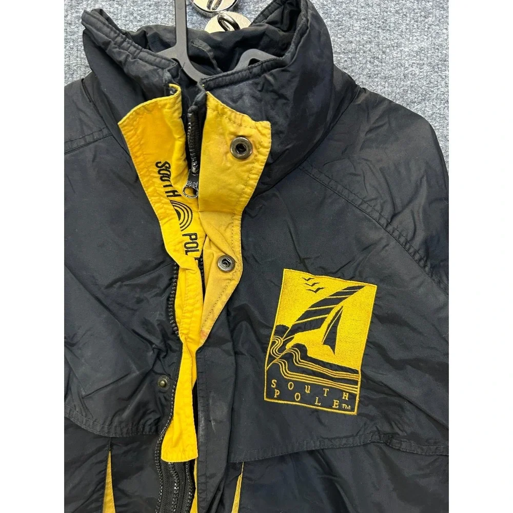 VTG Southpole Full Zip Windbreaker Jacket Men's Black Yellow Raglan Sleeve - L